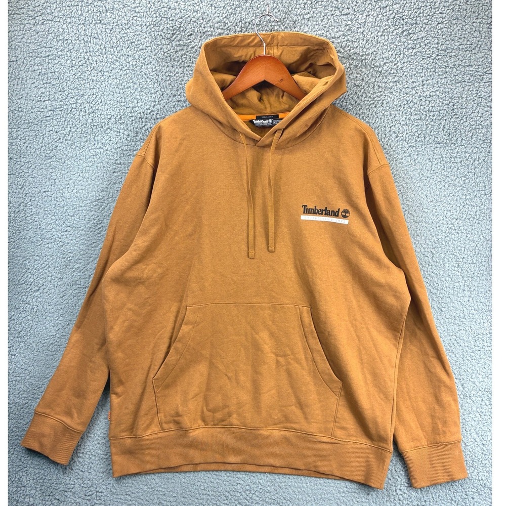 Timberland Logo Pullover Hoodie Sweatshirt Mens XXL Wheat Brown Streetwear